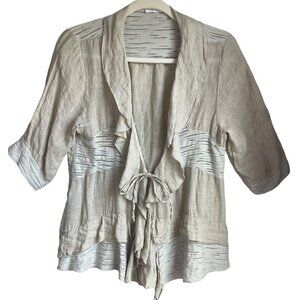 Made In Italy Fairy Small/Medium Beige Linen Ruffle Earthy Cottage Textured*Rea